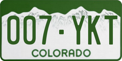 CO license plate 007YKT