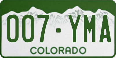 CO license plate 007YMA