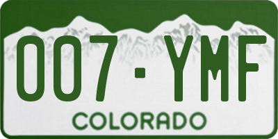 CO license plate 007YMF