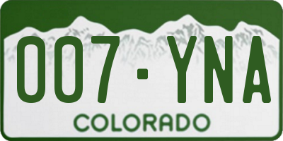 CO license plate 007YNA