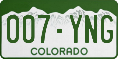 CO license plate 007YNG