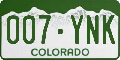 CO license plate 007YNK