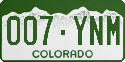 CO license plate 007YNM