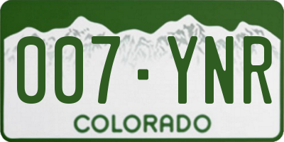 CO license plate 007YNR