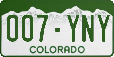 CO license plate 007YNY