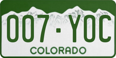 CO license plate 007YOC