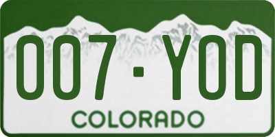 CO license plate 007YOD