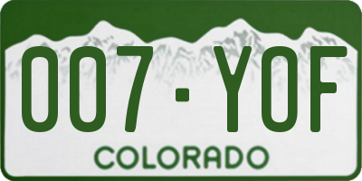 CO license plate 007YOF