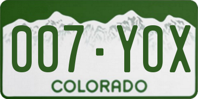 CO license plate 007YOX