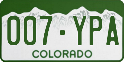 CO license plate 007YPA