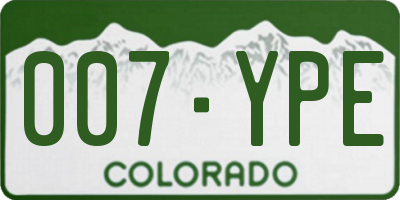 CO license plate 007YPE