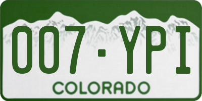CO license plate 007YPI