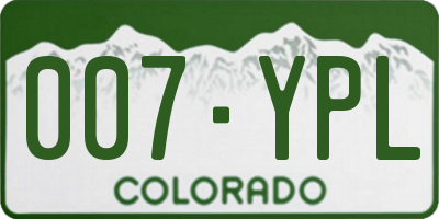 CO license plate 007YPL