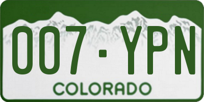 CO license plate 007YPN