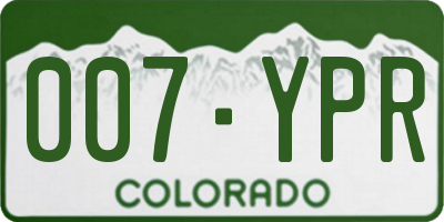 CO license plate 007YPR