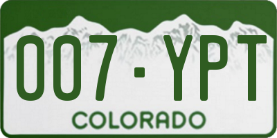 CO license plate 007YPT