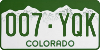 CO license plate 007YQK