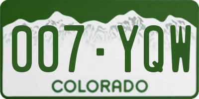 CO license plate 007YQW