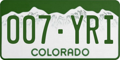 CO license plate 007YRI