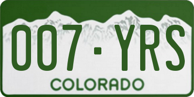 CO license plate 007YRS