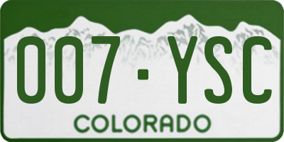 CO license plate 007YSC