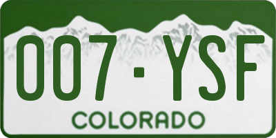 CO license plate 007YSF