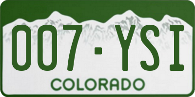 CO license plate 007YSI