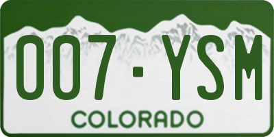 CO license plate 007YSM