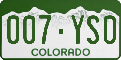 CO license plate 007YSO