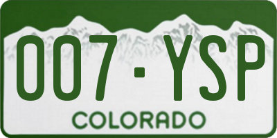CO license plate 007YSP