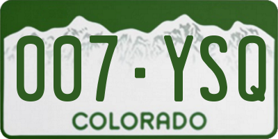 CO license plate 007YSQ