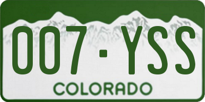 CO license plate 007YSS