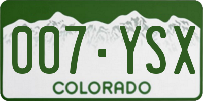 CO license plate 007YSX