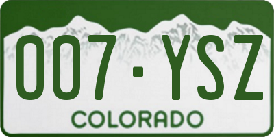 CO license plate 007YSZ