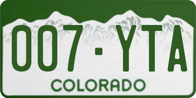 CO license plate 007YTA