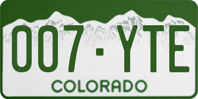 CO license plate 007YTE