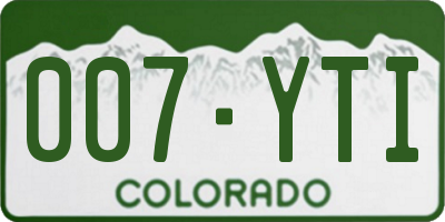 CO license plate 007YTI