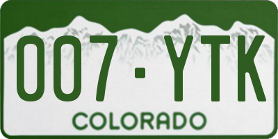 CO license plate 007YTK