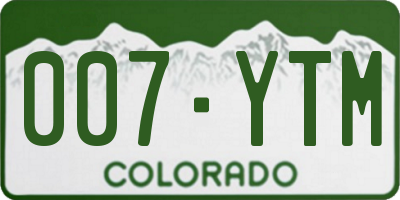 CO license plate 007YTM