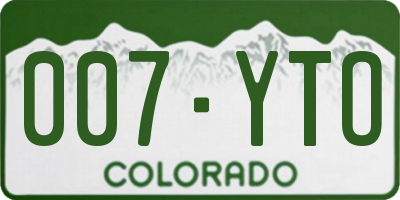 CO license plate 007YTO