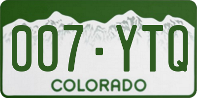 CO license plate 007YTQ