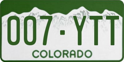 CO license plate 007YTT
