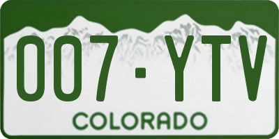 CO license plate 007YTV