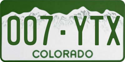 CO license plate 007YTX