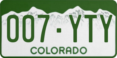 CO license plate 007YTY