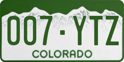 CO license plate 007YTZ
