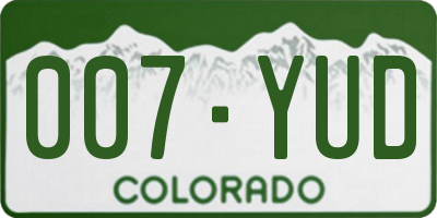 CO license plate 007YUD
