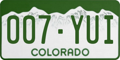 CO license plate 007YUI