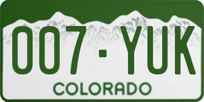 CO license plate 007YUK
