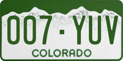CO license plate 007YUV
